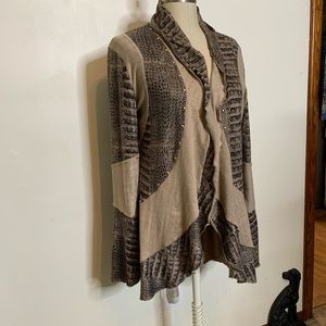 Mishca Open Front Alligator Print Cardigan Sz L
